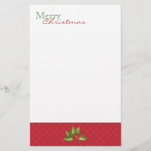 Festive Polka Dots and Holly Christmas Stationery