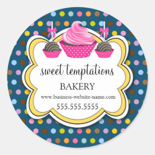 Festive Polka Dots Cupcake Cake Pops Bakery Seals