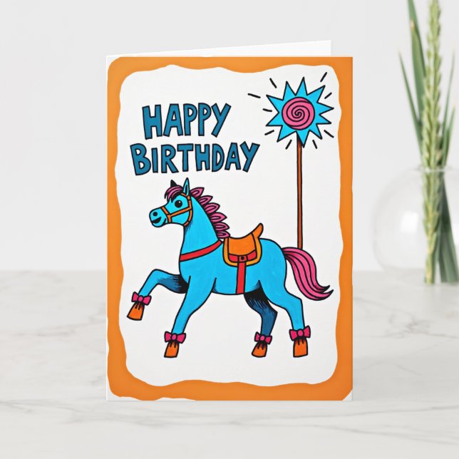 Festive Pony Birthday Card (Front)