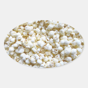 Festive Popcorn Texture Photography Decor Oval Sticker