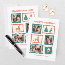 Festive Postage Stamp 3 Photo Collage Christmas