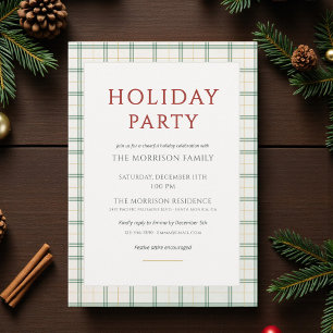 Festive Preppy Plaid Holiday Party Invitation