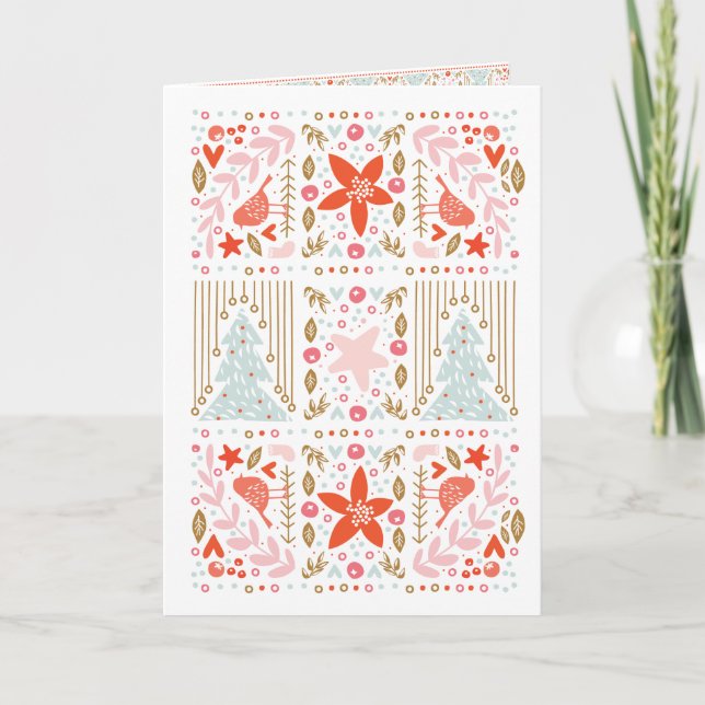 Festive Pretty Folded Christmas Greeting Card (Front)