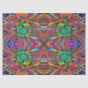 Festive Psychedelic Colourful Dahlia Flower Petals Tissue Paper