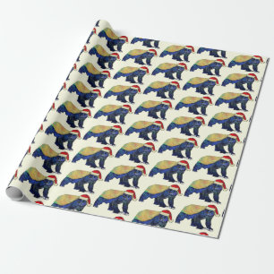 Festive Psychedelic Honey Badger Badass Christmas Wrapping Paper
