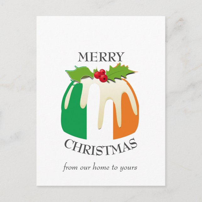 Festive Pudding IRISH FLAG Christmas Postcard (Front)