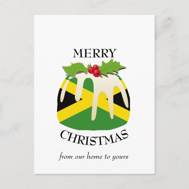 Festive Pudding JAMAICA FLAG Christmas Postcard (Front)