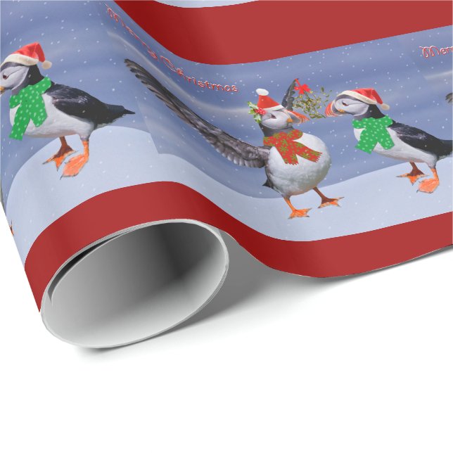 Festive Puffins Wrapping Paper - Christmas (Roll Corner)
