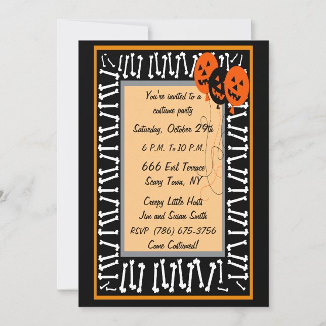 Festive Pumpkin Balloons Party Invitation (Front)