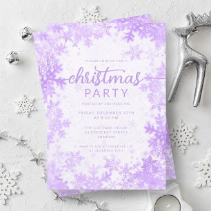 Festive Purple Faux Foil Snowflakes Christmas  Invitation