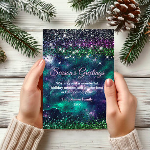 Festive Purple Green Glitter Christmas New Year