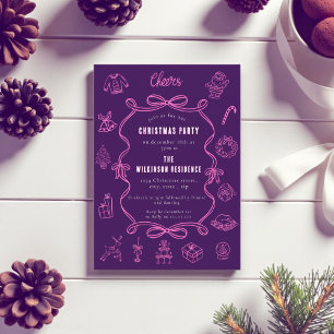 Festive Purple Pink doodle Art Holiday 