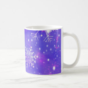 Festive Purple Snowflake Stars Christmas Party Coffee Mug