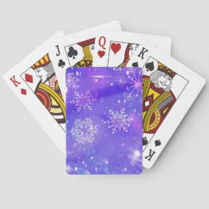 Festive Purple Snowflake Stars Christmas Party Playing Cards