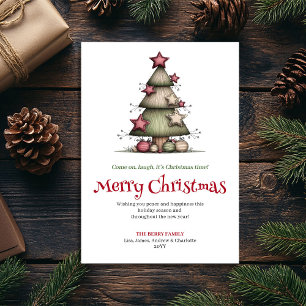 Festive quirky tree greeting card printable