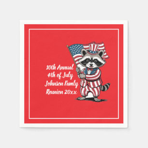 Festive Racoon 4th of July Celebration Napkin