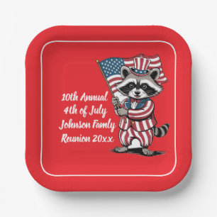 Festive Racoon 4th of July Celebration  Paper Plate