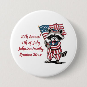 Festive Racoon 4th of July Family Reunion 7.5 Cm Round Badge
