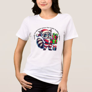 Festive racoon in a Santa suit spreading cheer Tri-Blend Shirt