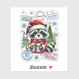 Festive Racoon With Christmas Decor