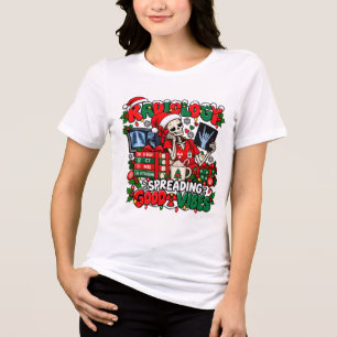 Festive Radiology Skeleton Spreading Good Vibes Tri-Blend Shirt