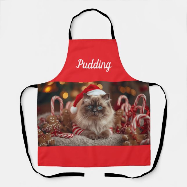 Festive Ragdoll Cat Christmas Personalised  Apron (Front)