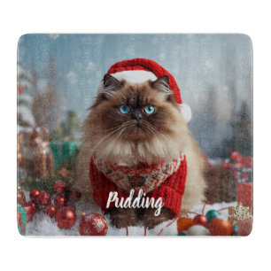 Festive Ragdoll Cat Christmas Personalised Cutting Board