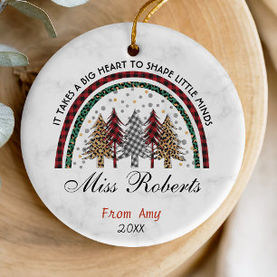 Festive Rainbow Illustrated Teacher Thank You Ceramic Ornament
