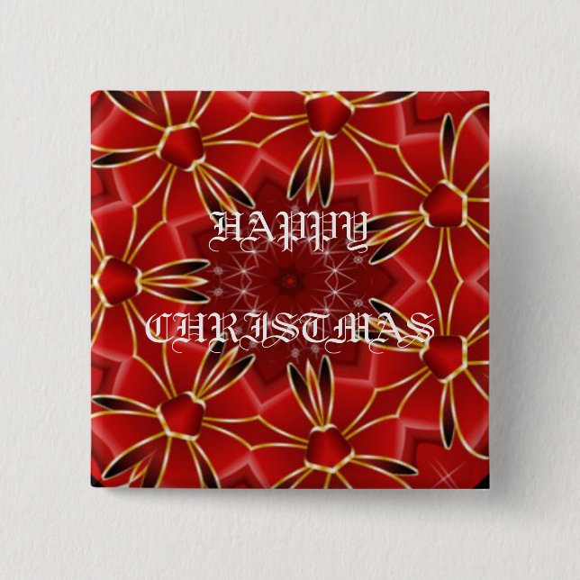 Festive Red 15 Cm Square Badge (Front)