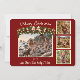 Festive Red 4 Photo Family Christmas Card