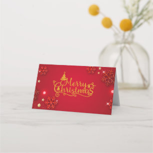 Festive Red and Gold Folded Place Card