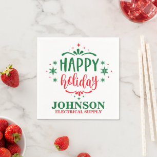 Festive Red and Green Christmas Office Party Napkin