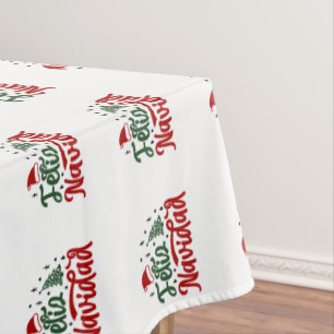 Festive Red and Green Feliz Navidad  Tablecloth