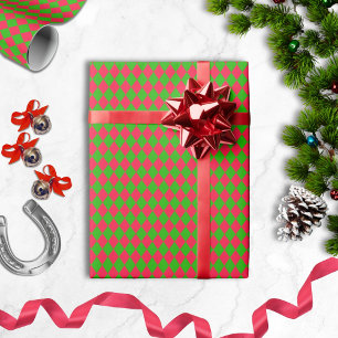 Festive Red and Green Harlequin Wrapping Paper
