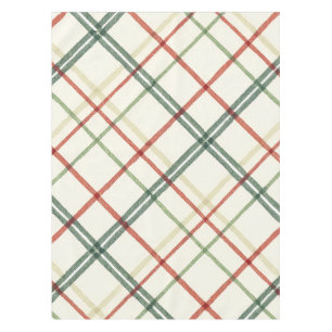 Festive Red and Green Holiday Crosshatch Plaid Tablecloth