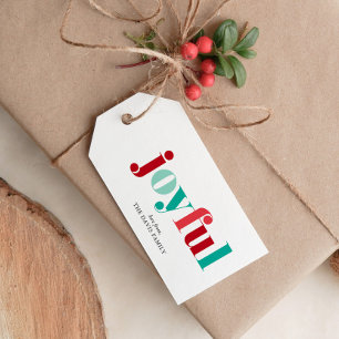Festive Red and Green "Joyful" Christmas Gift Tags