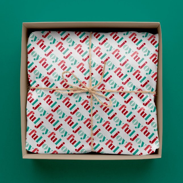 Festive Red and Green "Joyful" Typography Tissue Paper (Creator Uploaded)