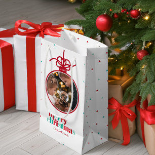 Festive Red and Green Letters Ornament Photo Small Gift Bag