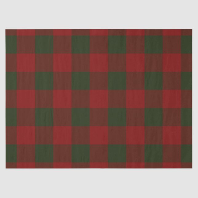 Festive red and green plaid Christmas wrapping Tissue Paper (Front)