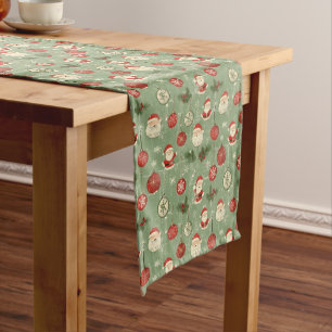 Festive Red and Green Santa Claus Long Table Runner