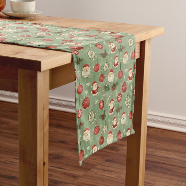 Festive Red and Green Santa Claus  Long Table Runner (In Situ)