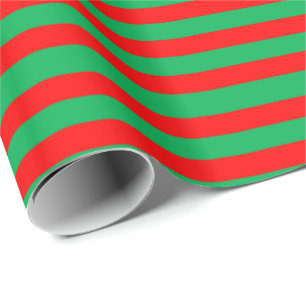 Festive Red and Green Stripes Wrapping Paper
