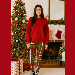 Festive Red and Green tartan Leggings