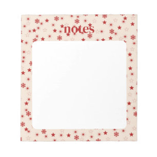 Festive Red and Pink Snowflake Stars Notepad