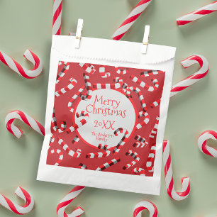 Festive Red and White Candy Canes Christmas Favour Bag
