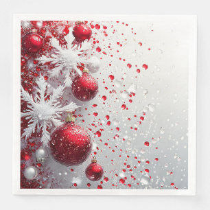 Festive Red and White Christmas Decorations Napkin