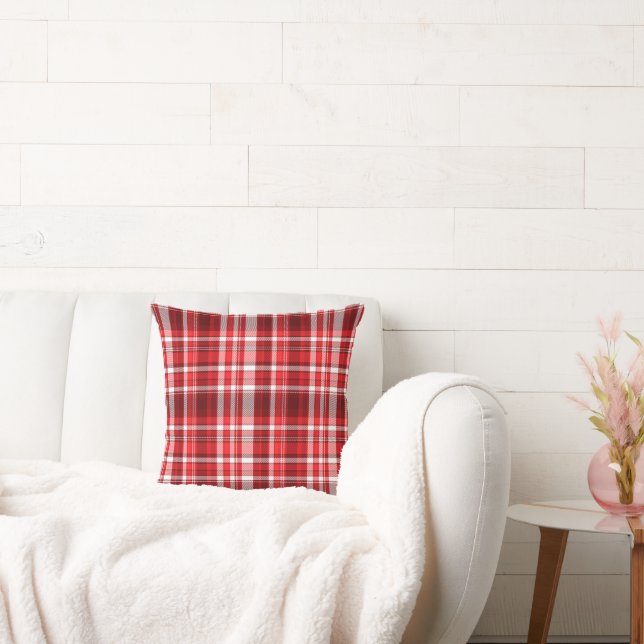 Festive Red and White Plaid Cushion (Couch)