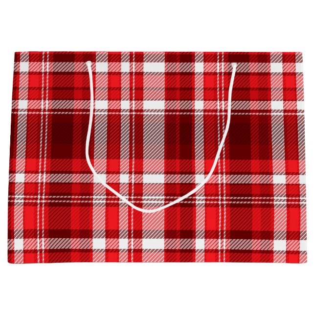 Festive Red and White Plaid Large Gift Bag (Front)