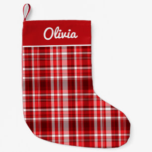 Festive Red and White Plaid Small Christmas Stocking