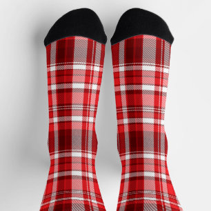Festive Red and White Plaid Socks